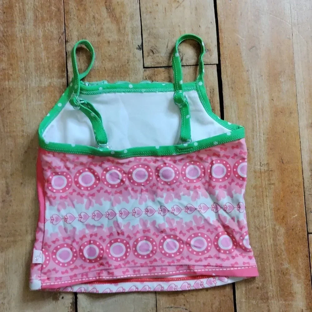 Floatimini Tankini 3T Pink Green Summer Swim Top Adjustable Straps